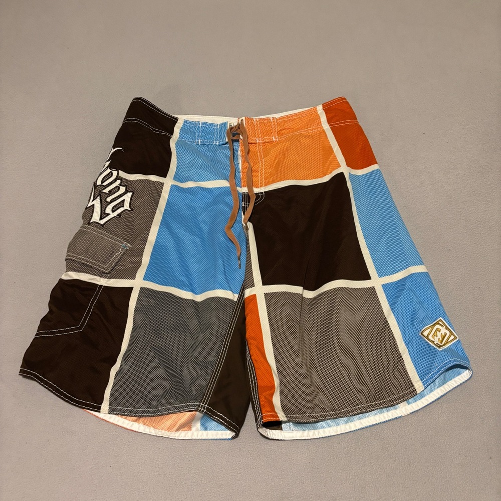 Billabong Mens Board Shorts Size 34 Colorblock‎ Blue Orange Brown Beachwear
